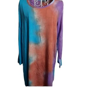 Enjoynight Colorful Long Sleeve Nightgown SZ M